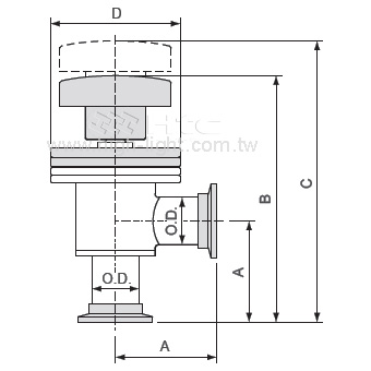 Angle valve manual metal seal DN25ISO-K - 2