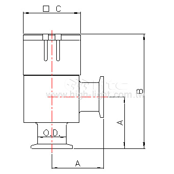 Angle valve pneumatic DN50ISO-KF Al with reed sensor - 2