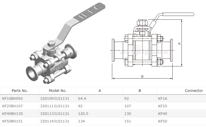 Ball valve SS304 DN50ISO-KF - 3