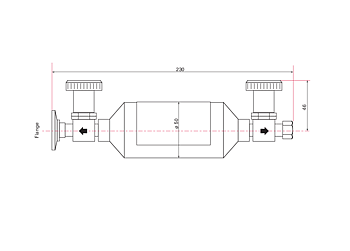 He-kalibriertes Testleck, Leckrate 5x10E-6 mit Absperrventil, Aluminiumbehälter DN25ISO-K