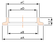 Welding flange (12,7 mm) SS304 DN16ISO-KF - 2