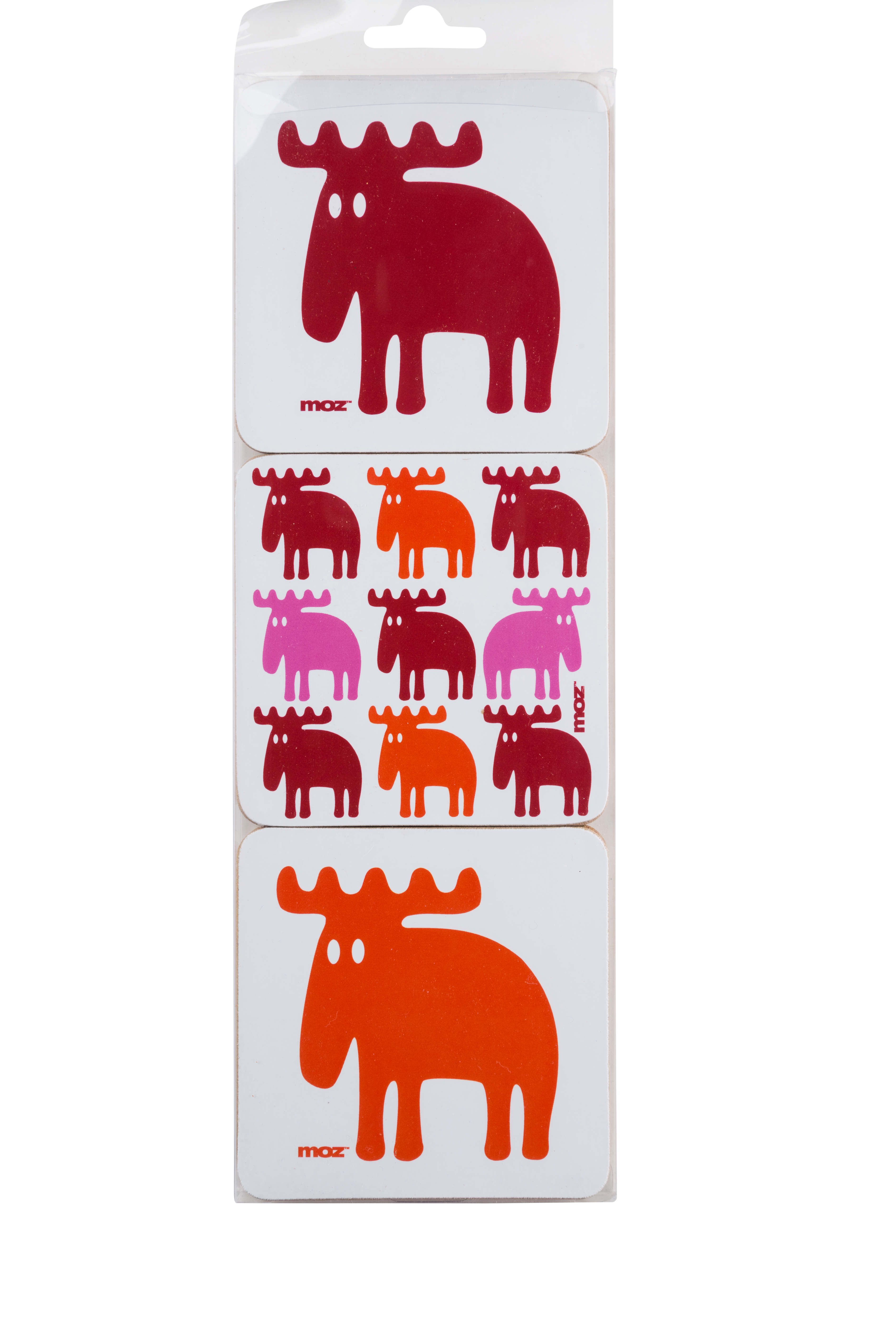 GLASUNDERLÄGG ÄLG 6-PACK RÖD - 2