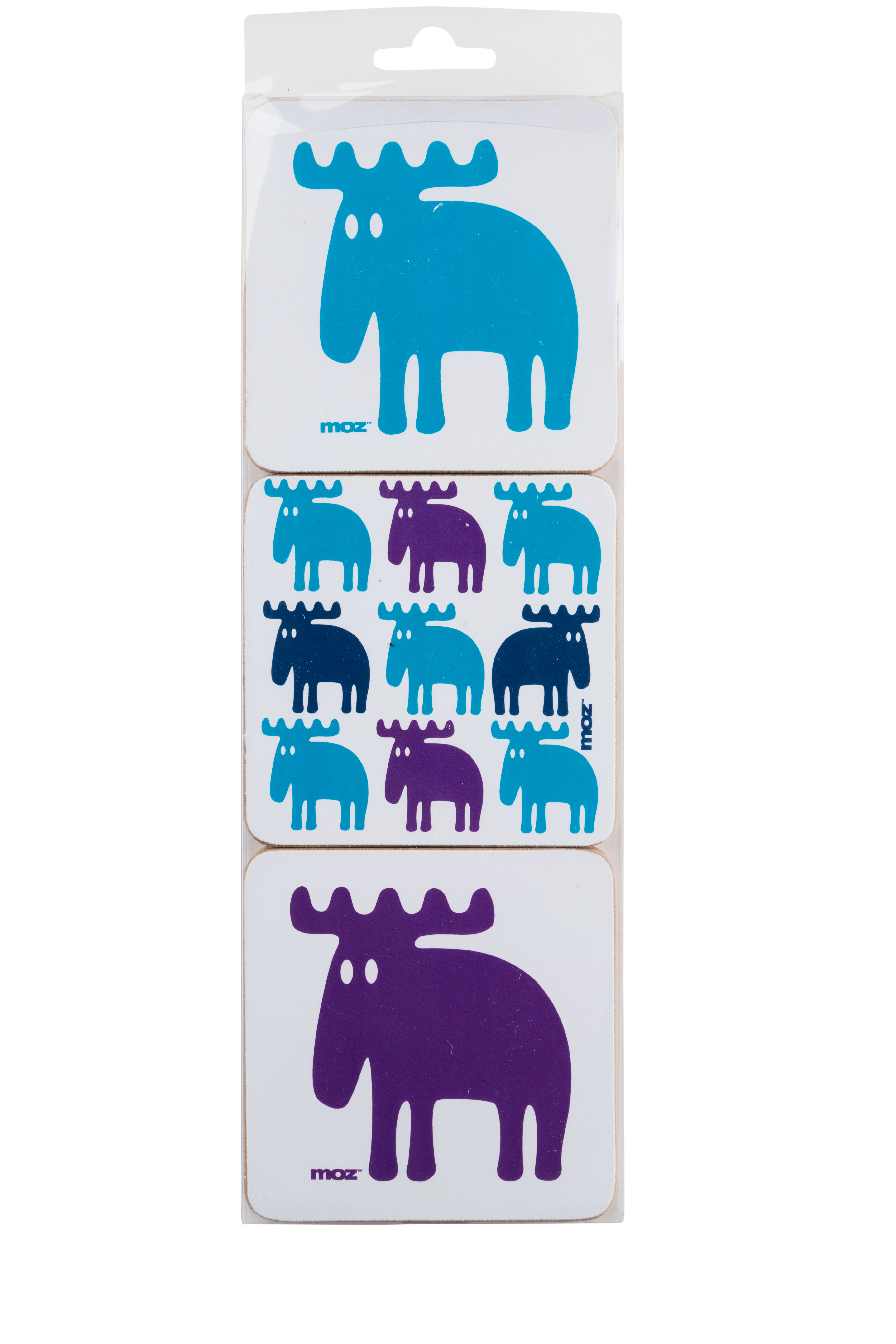 GLASUNDERLÄGG ÄLG  6-PACK BLÅ - 2