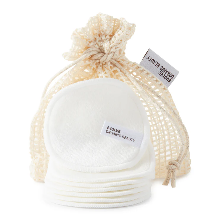 EVOLVE Bamboo Reusable Makeup Remover Pads 7 stk. m/ vaskepose