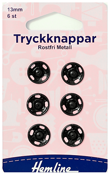 Tryckknapp 13mm Svart, Knappar