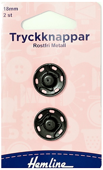 Tryckknapp 18mm Svart, Knappar
