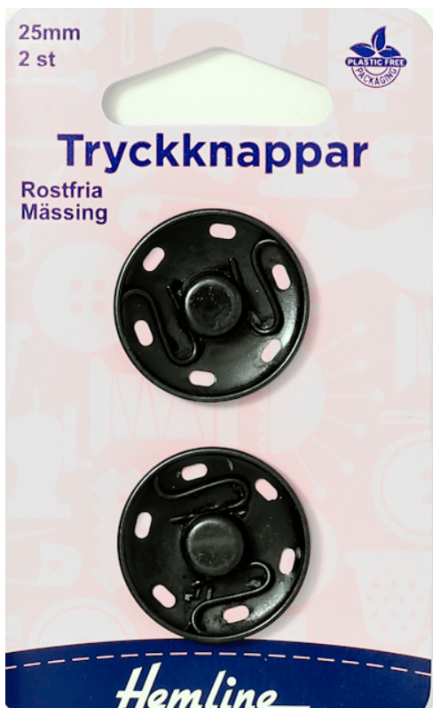 Tryckknapp 25mm Svart