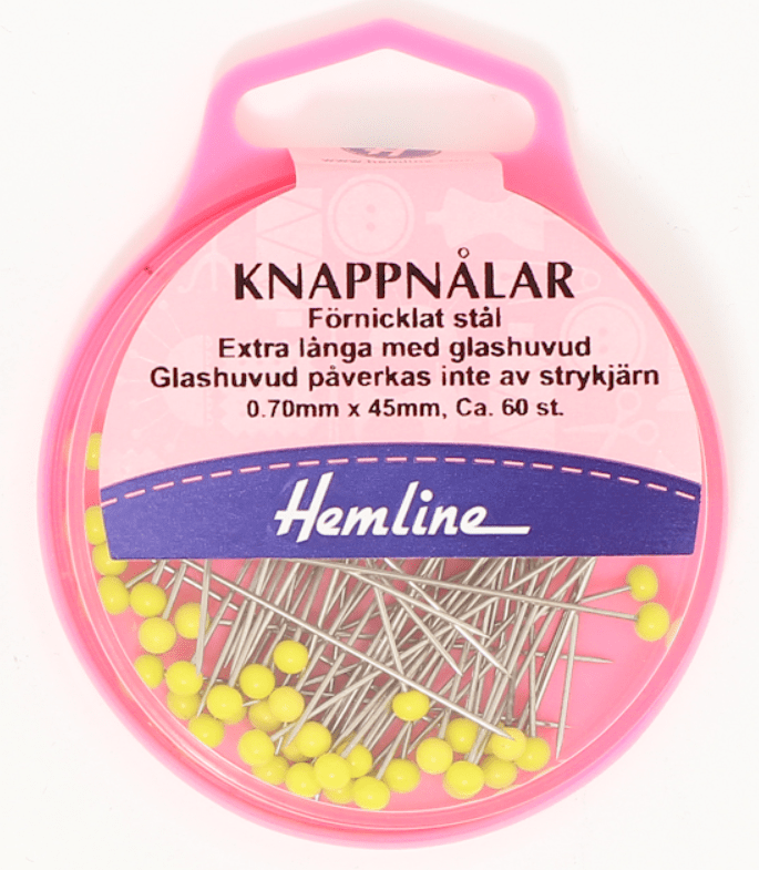 Knappnål Extra Lång med Glashuvud