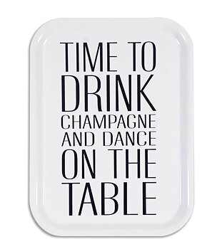 Bricka "Time to drink champagne" - Vit