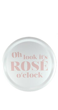 Rund Bricka "rose o clock" - Vit/Rosa