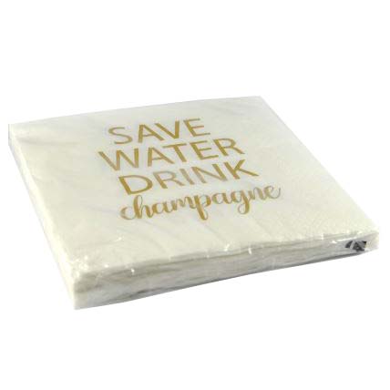 Servett "save water drink champagne" - guldtryck - 2