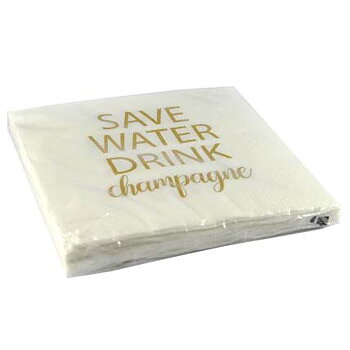 Servett "save water drink champagne" - guldtryck