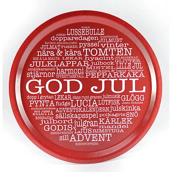 Bricka  GOD JUL ord -  RÖD