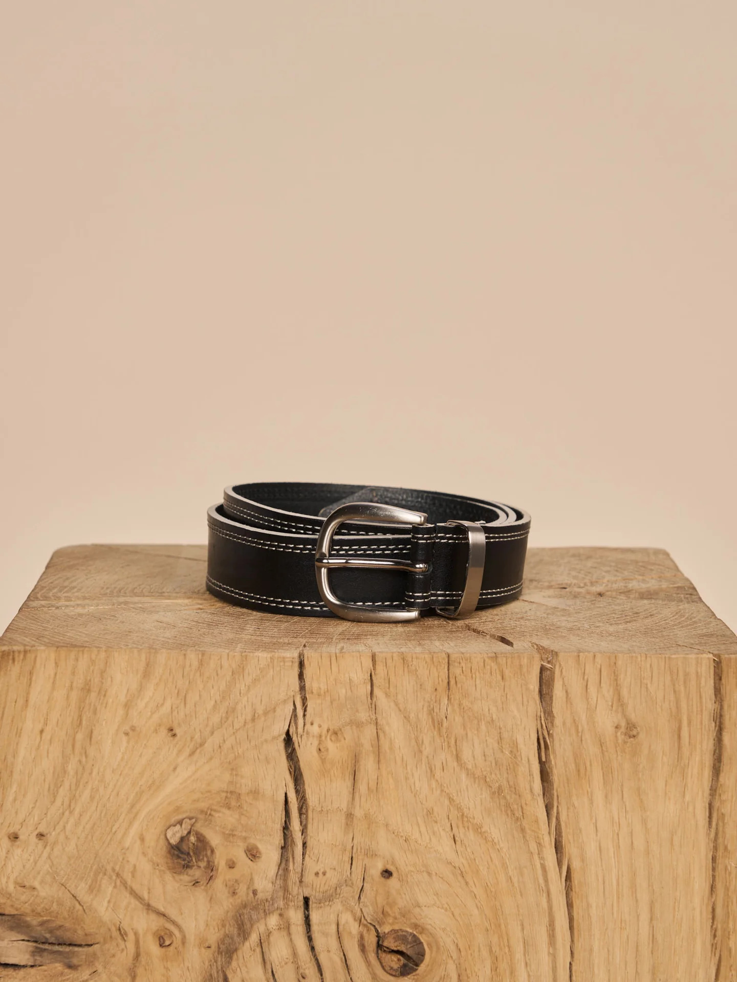 MMStitch Leather Belt - Black - Mos Mosh