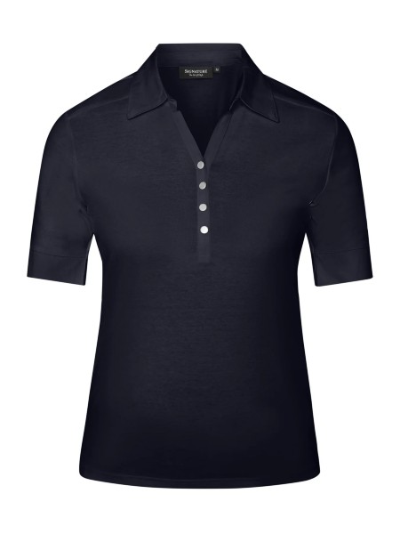 T-shirt Med Krage & Knappar - Navy - Signature
