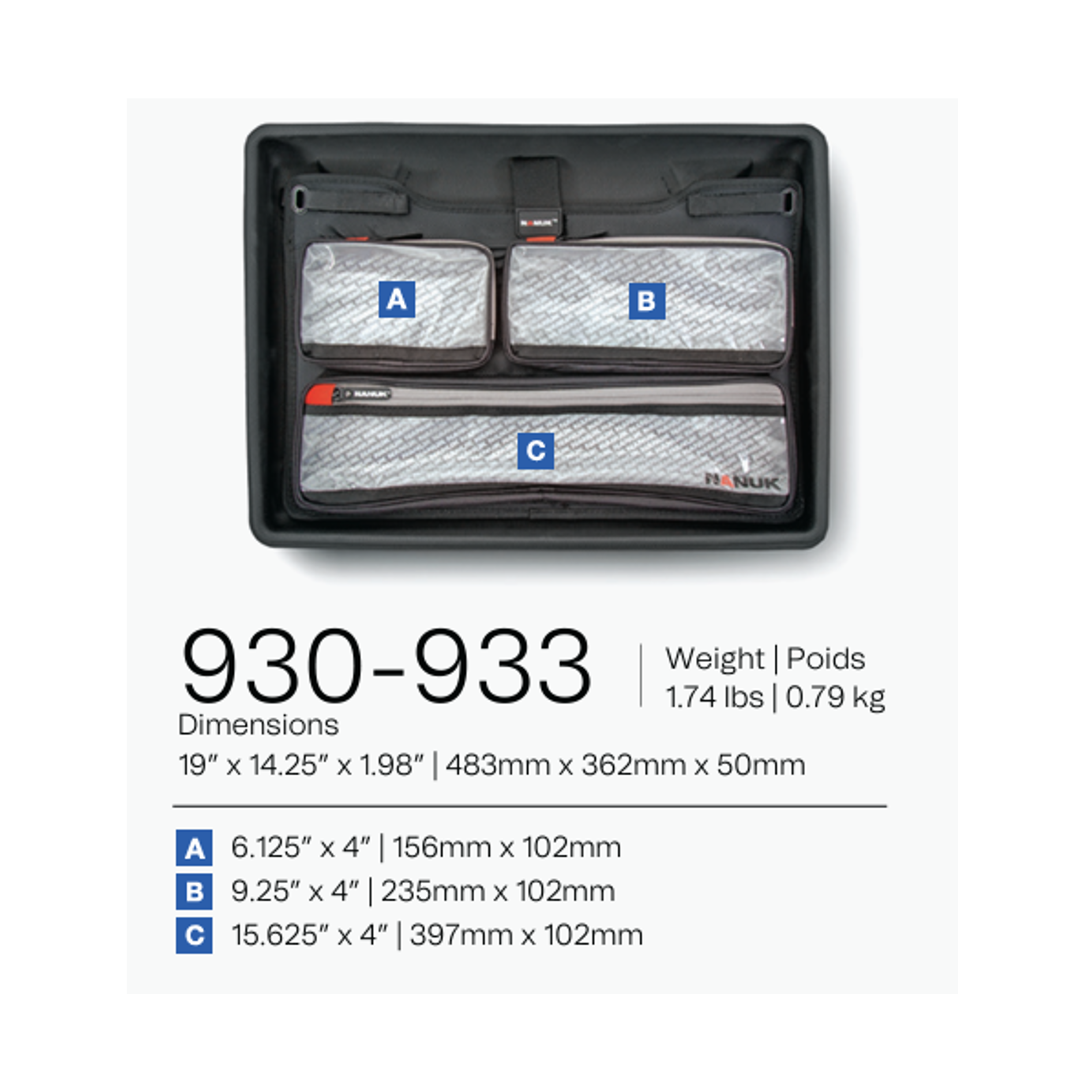 Lid organizer - Nanuk 930 - 2