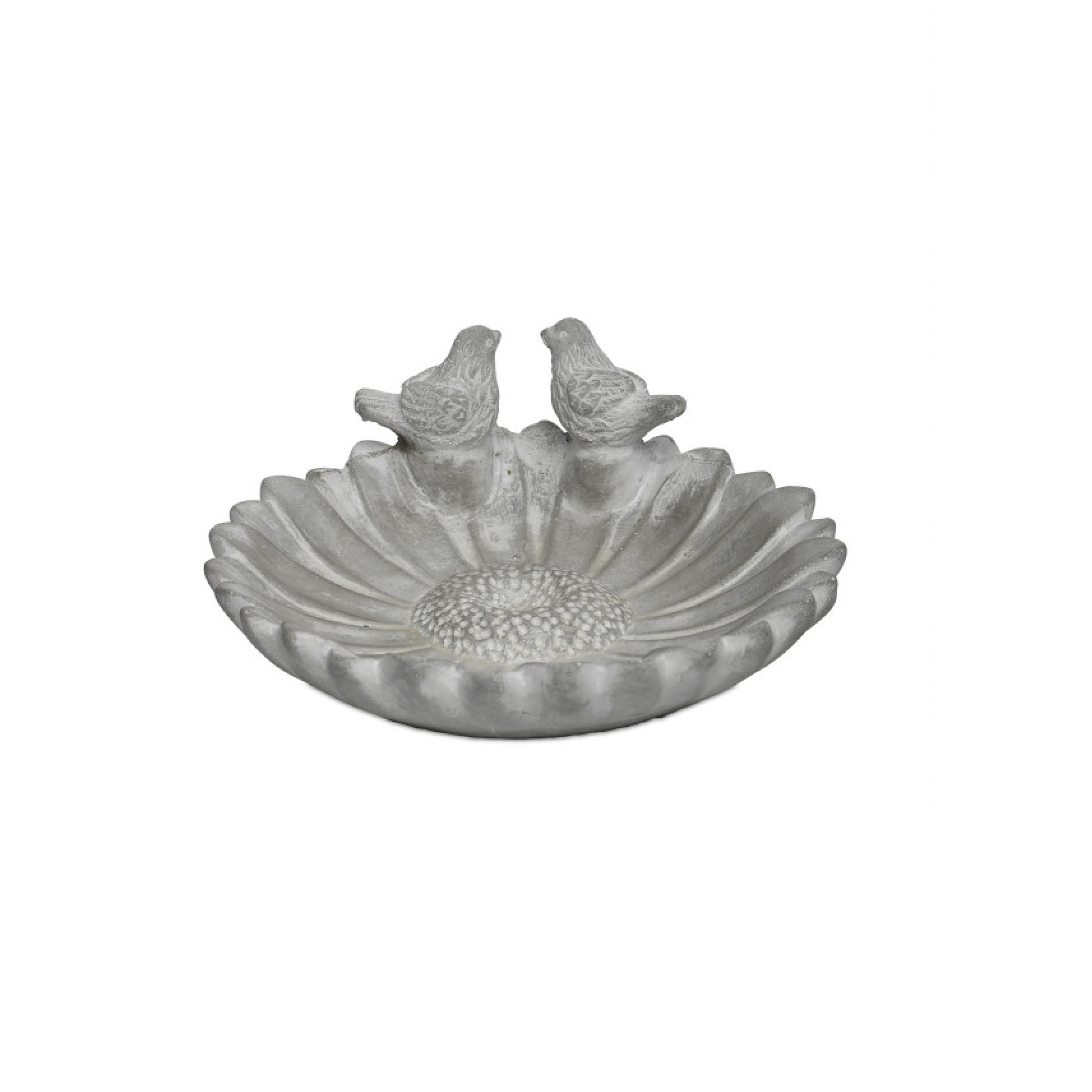 FÅGELBAD CEMENTBLOMMA M FÅGEL RUND D25CM H5CM 