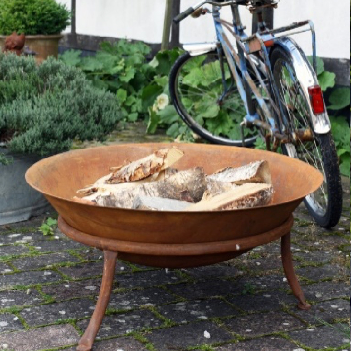 Rostigt eldfat  75*75*34H