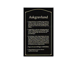 Informationstavla, Föreskrifter för askgravlund