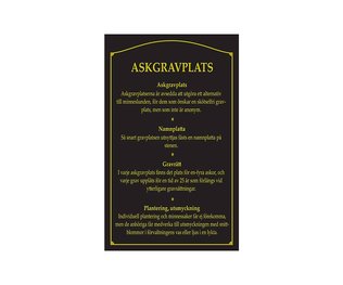Informationstavla, Föreskrifter för askgravplats