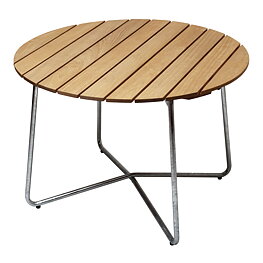 Bord 9A Grythyttan 120 cm, oljad ek med varmförzinkat stativ