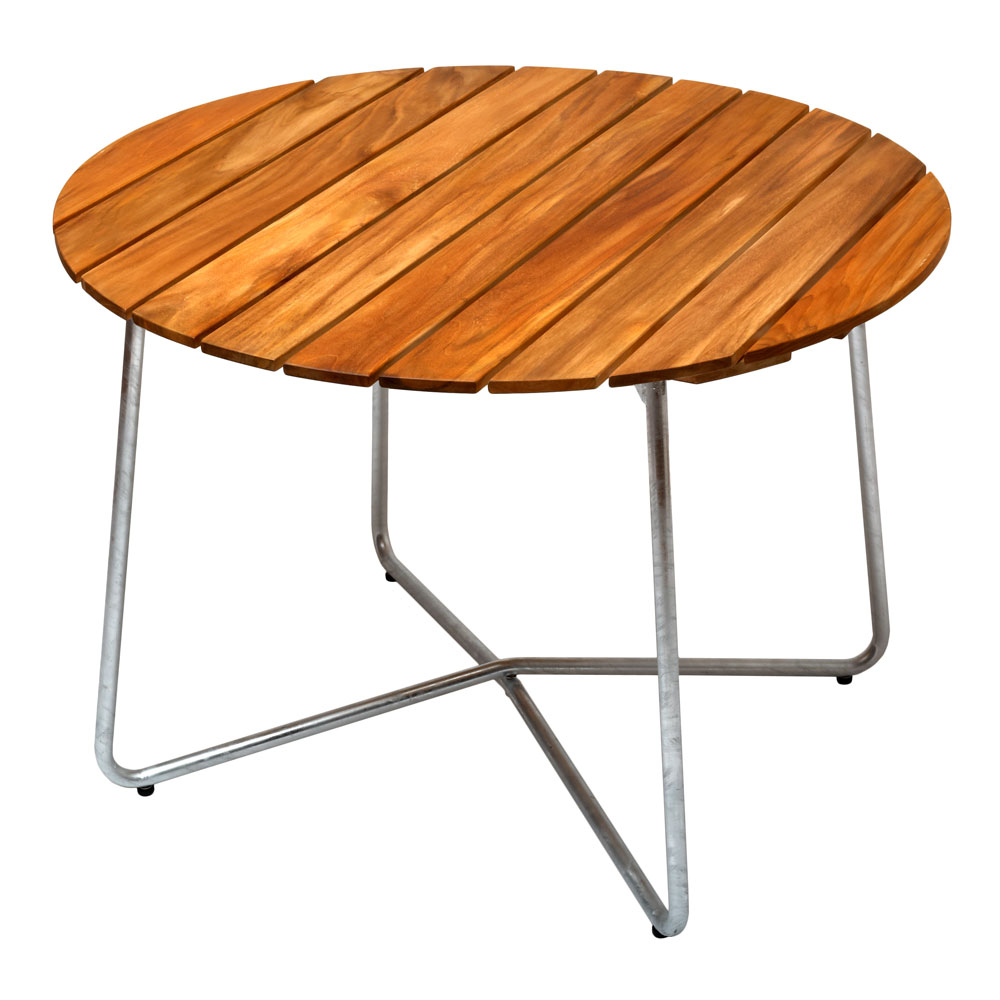 Bord 9A Grythyttan 120 cm, teak med varmförzinkat stativ