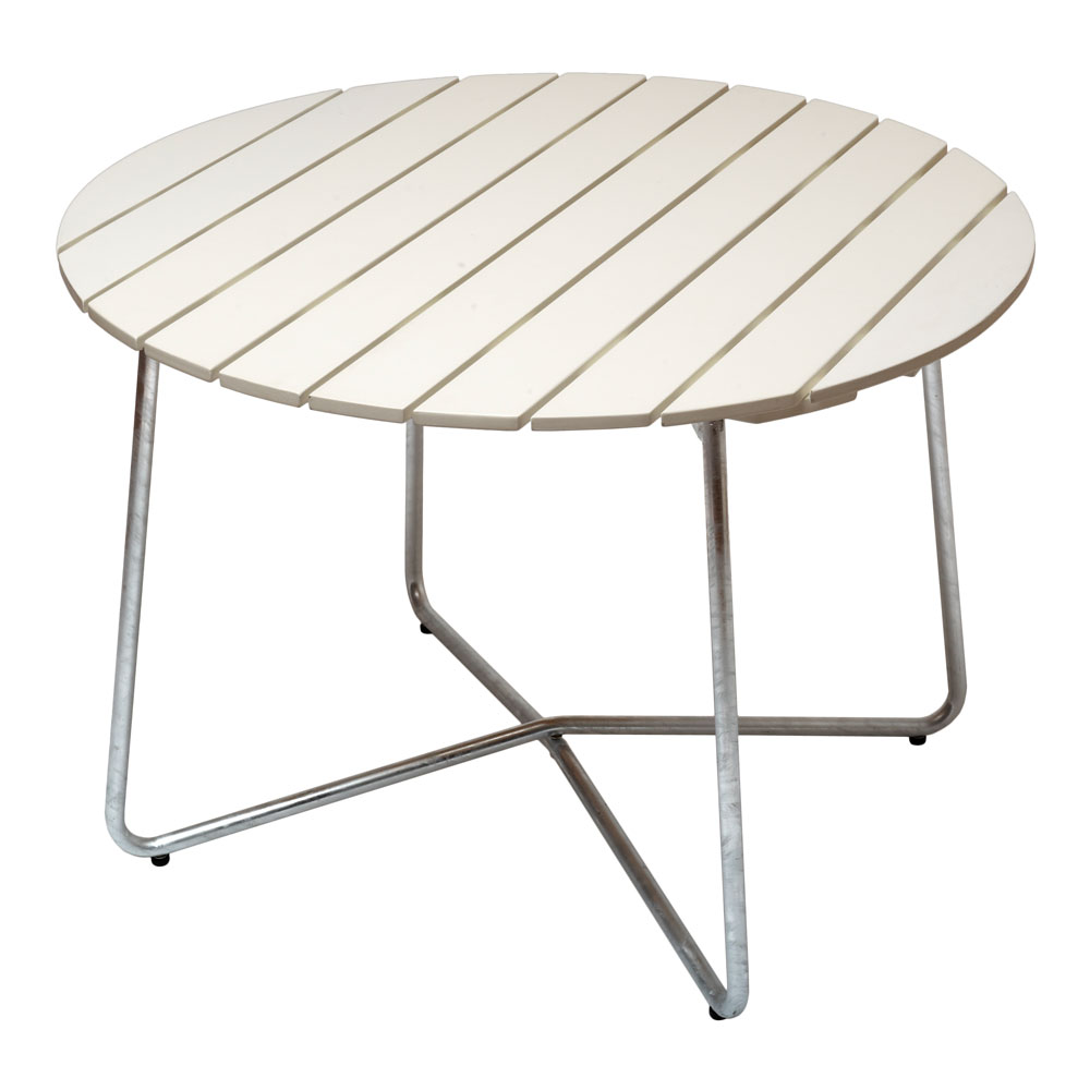 Bord 9A Grythyttan 120 cm, vitlackad ek med varmförzinkat stativ