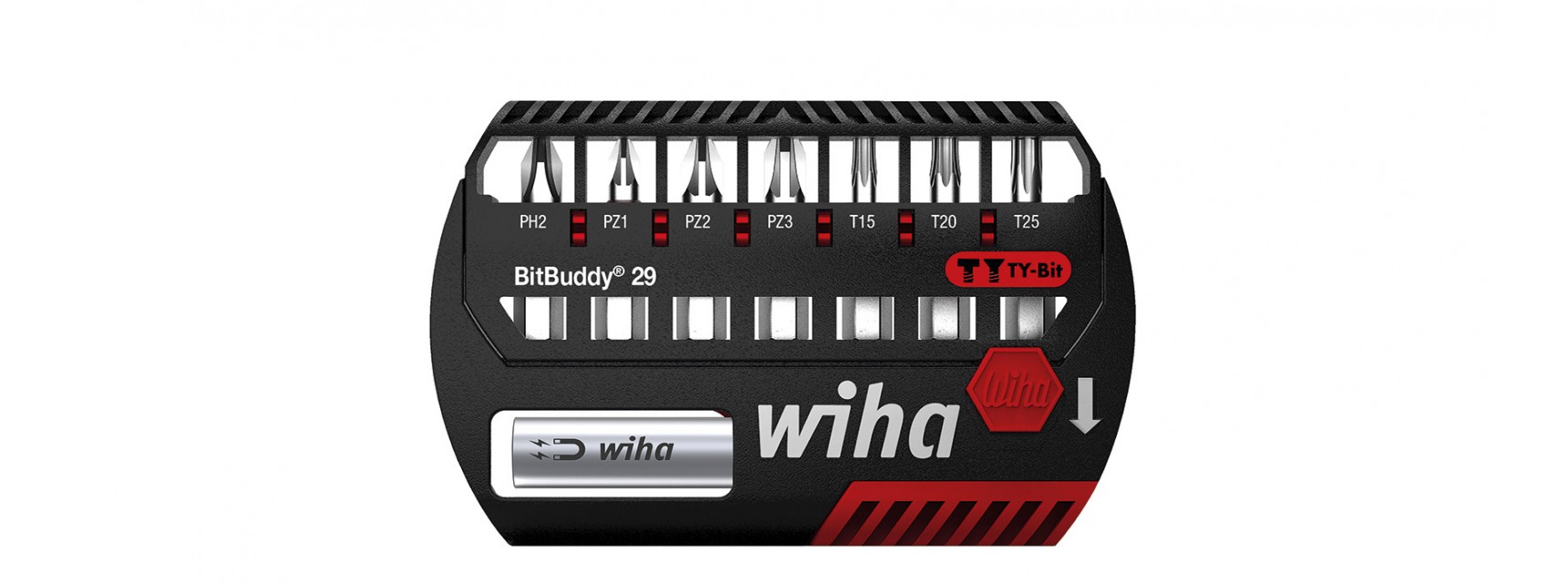 Bitssats BitBuddy® TY-bits 29 mm - Phillips, Pozidriv, TORX® 8 delar 1/4"