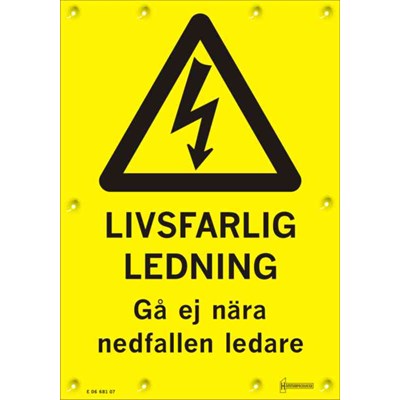 Skylt -  "LIVSFARLIG LEDNING"