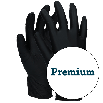 NITRILHANDSKAR PUDERFRI SVART - PREMIUM NITRIL (200 st)