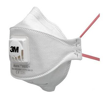 3M FFP3- Filtrerande Halvmask,  med ventil, 9332
