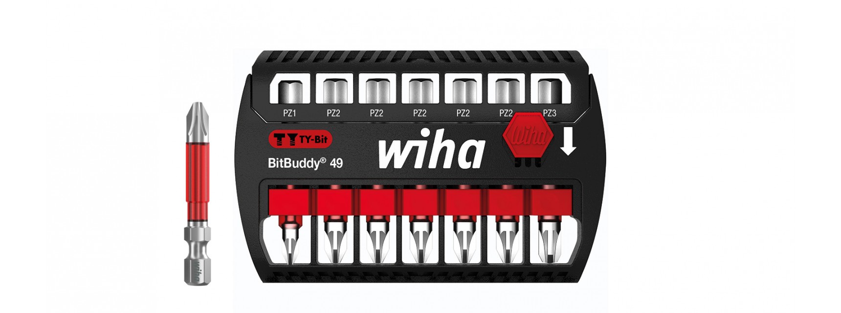 Bitssats BitBuddy® TY-bits 49 mm - Pozidriv 7 delar 1/4"