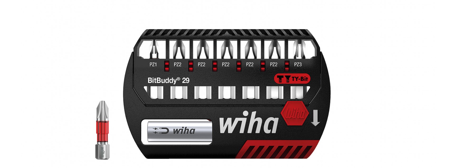 Bitssats BitBuddy® TY-bits 29 mm - Pozidriv 8 delar 1/4"