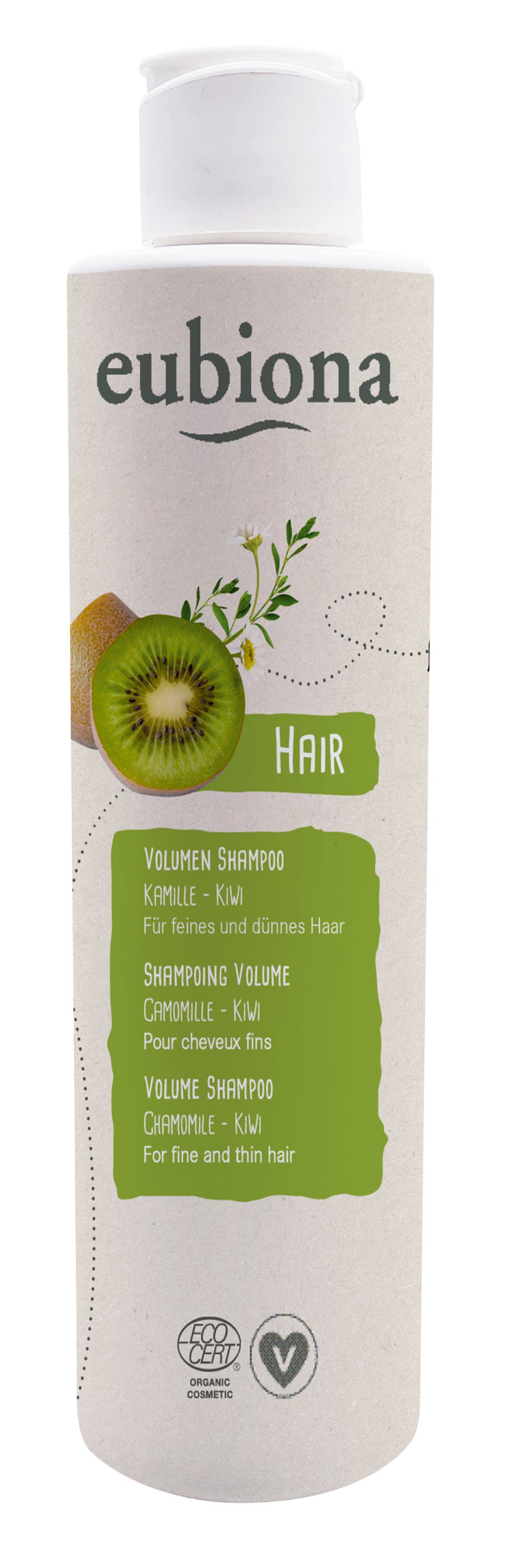 Eubiona Volym Ekologiskt Schampo Kamomill & Kiwi 200 ml - För fint och tunt hår