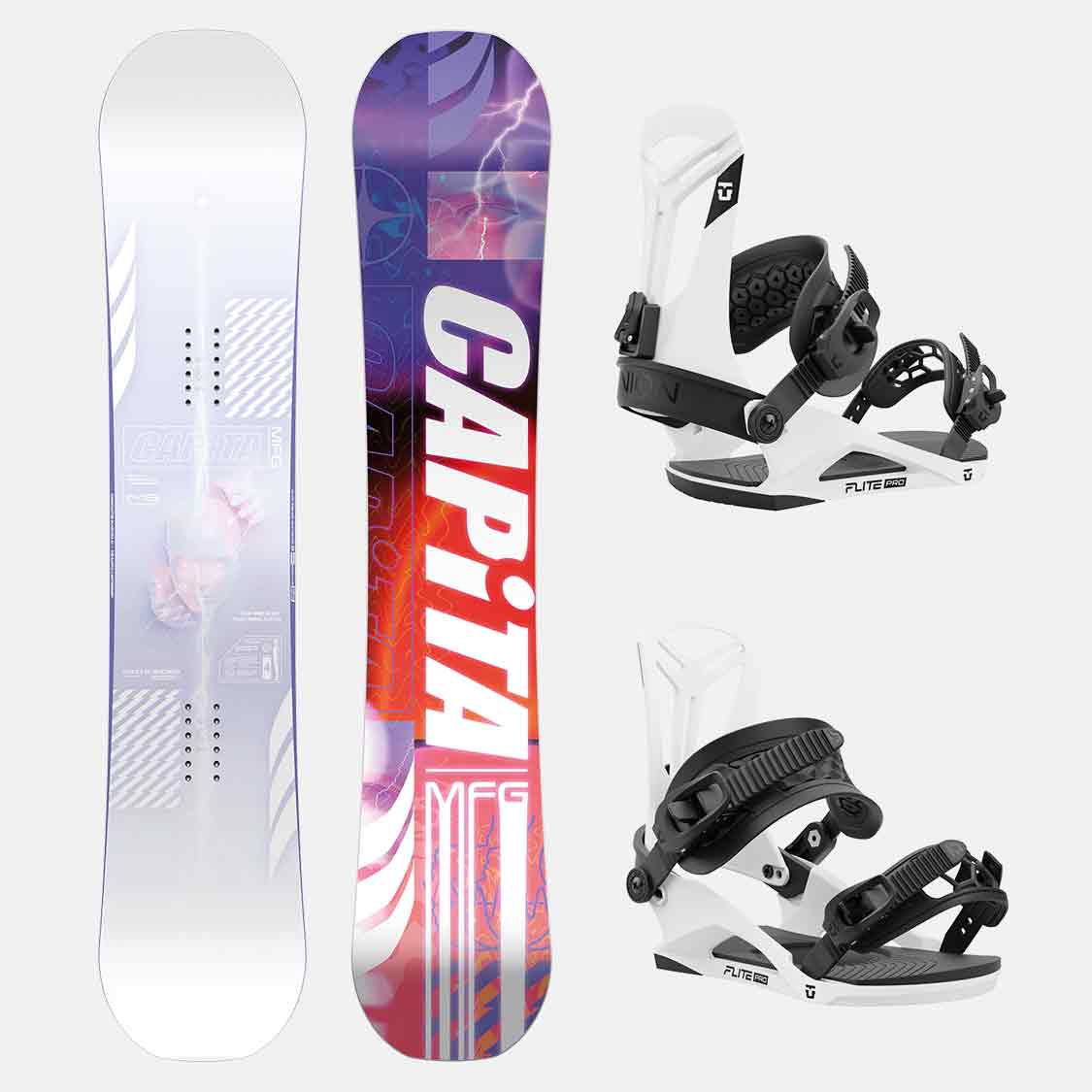 Capita x Union Snowboard Set - Pathfinder Camber 149 + Flite Pro White Medium