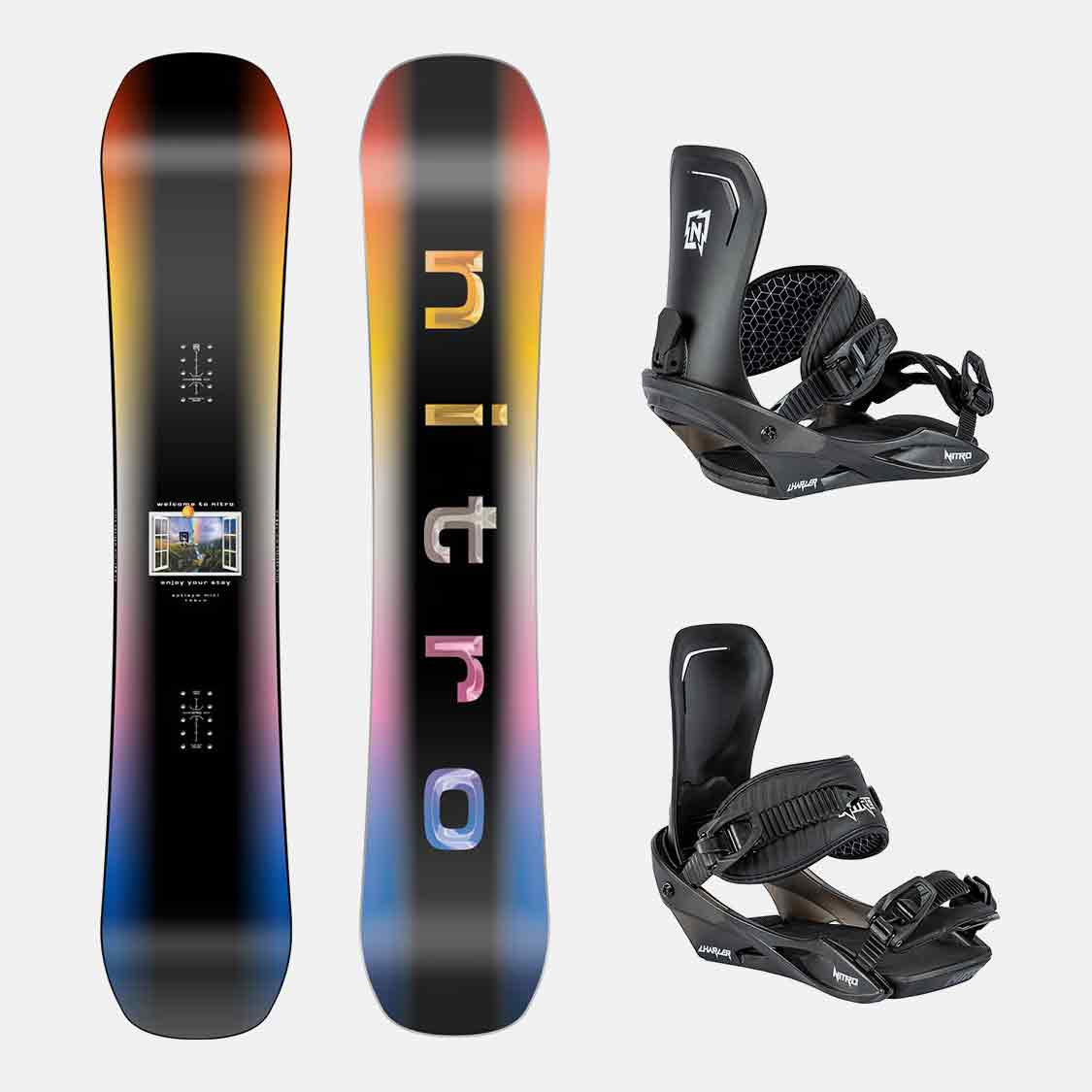 Nitro Snowboard Set - Optisym Mini 138 + Charger Black Nitro Snowboard Set - Optisym Mini 138 + Charger Black