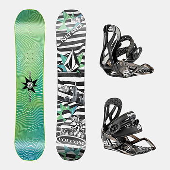 Nitro Snowboard Set - Ripper Kids x Volcom 106 + Micro Charger Black X-small
