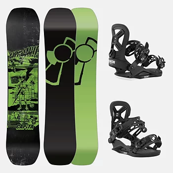 Capita x Union Snowboard Set - Youth Brigade Mini 120 + Cadet Black M