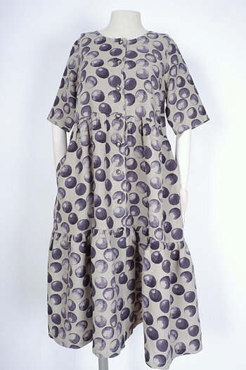 Linen dress with a big dots - MAILYS