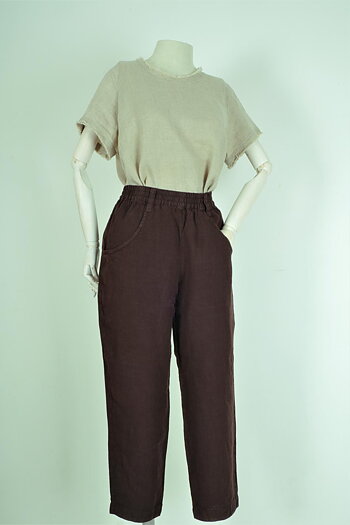 Dark brown linen trousers - DOVITA