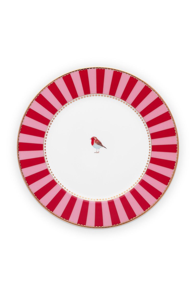 Pip Studio Assiett Love Birds stripes Rosa