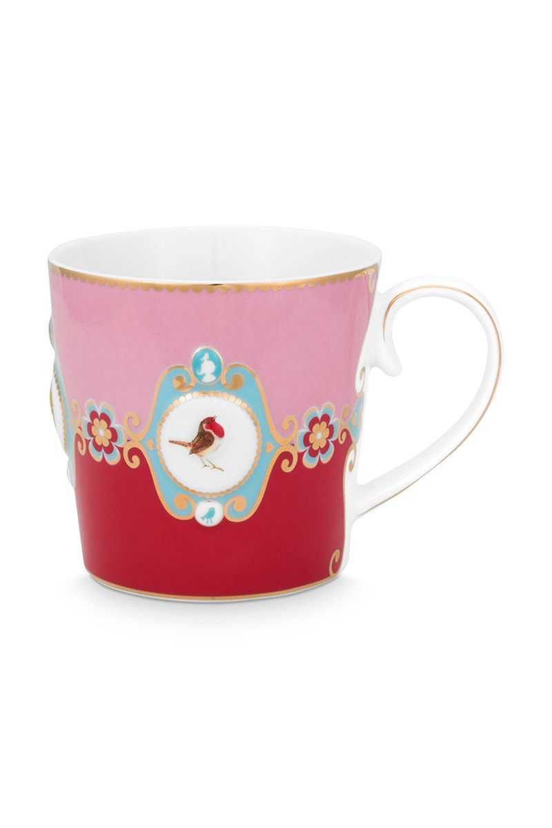 Pip Studio Mugg Love Birds Medallion Emerald Large Rosa