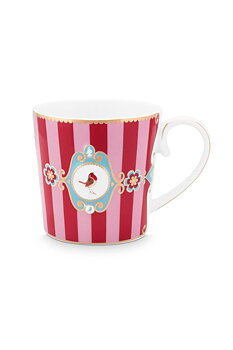 PipStudio Mugg Love Birds Medallion Emerald Stripes Small Rosa