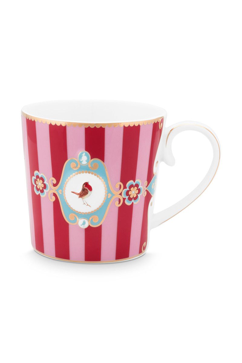 PipStudio Mugg Love Birds Medallion Emerald Stripes Large Rosa