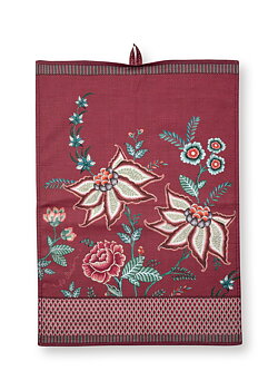 Pip Studio Kökshandduk Flower Festival Dark Pink