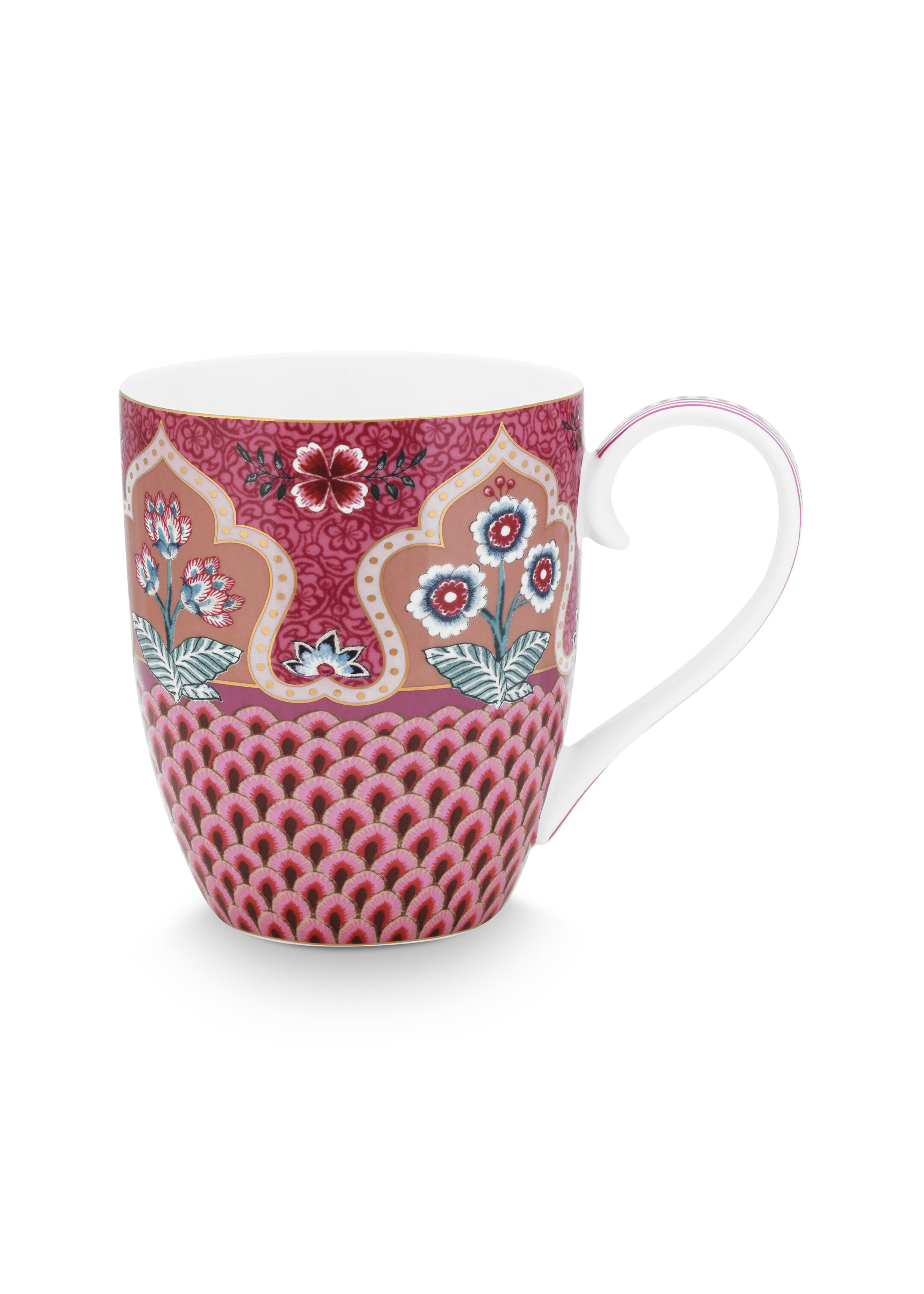 Pip Studio Mugg Flower Festival Scallop Deco Dark Pink XL