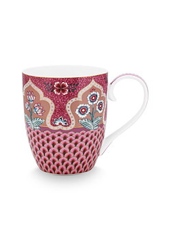 Pip Studio Mugg Flower Festival Scallop Deco Dark Pink XL