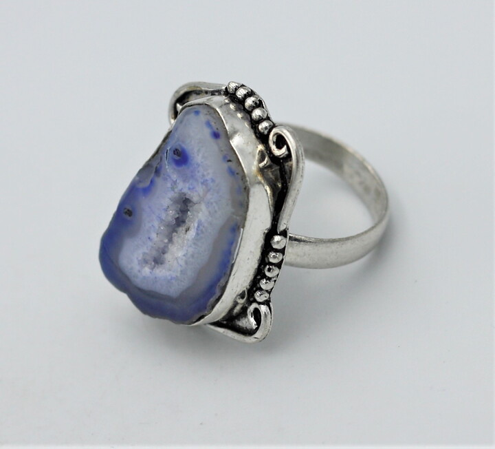 Ring med blekblå agatgeod stl 20