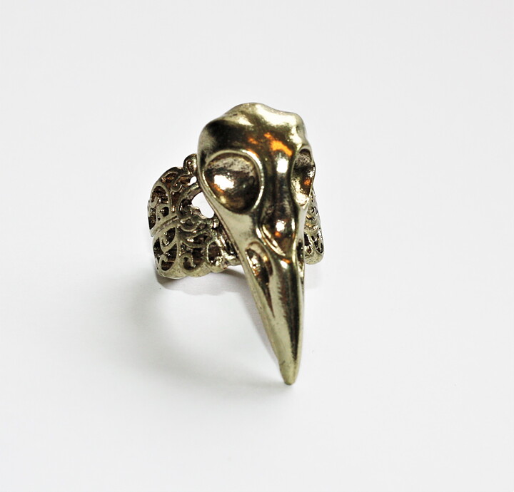 Ring fågelkranie guld stl 17-17,5