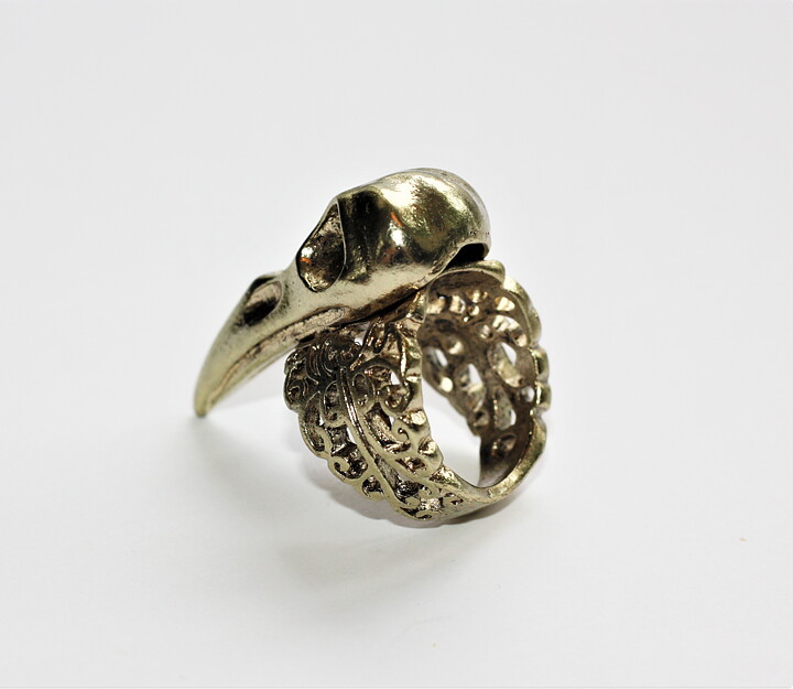 Ring fågelkranie guld stl 17-17,5